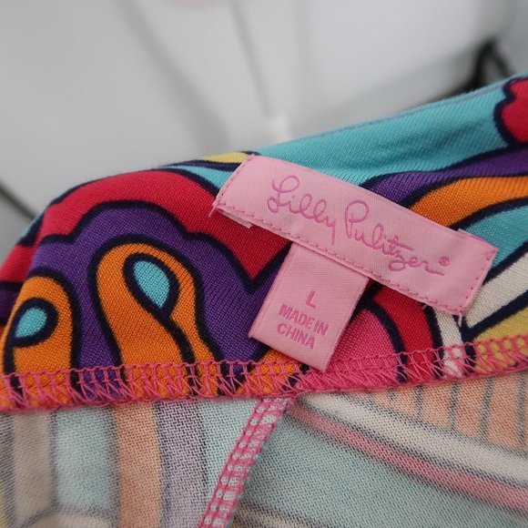 Lilly Pulitzer One Shoulder Floral Bodycon Dress Size Large 70's Vibes - Picture 2 of 13